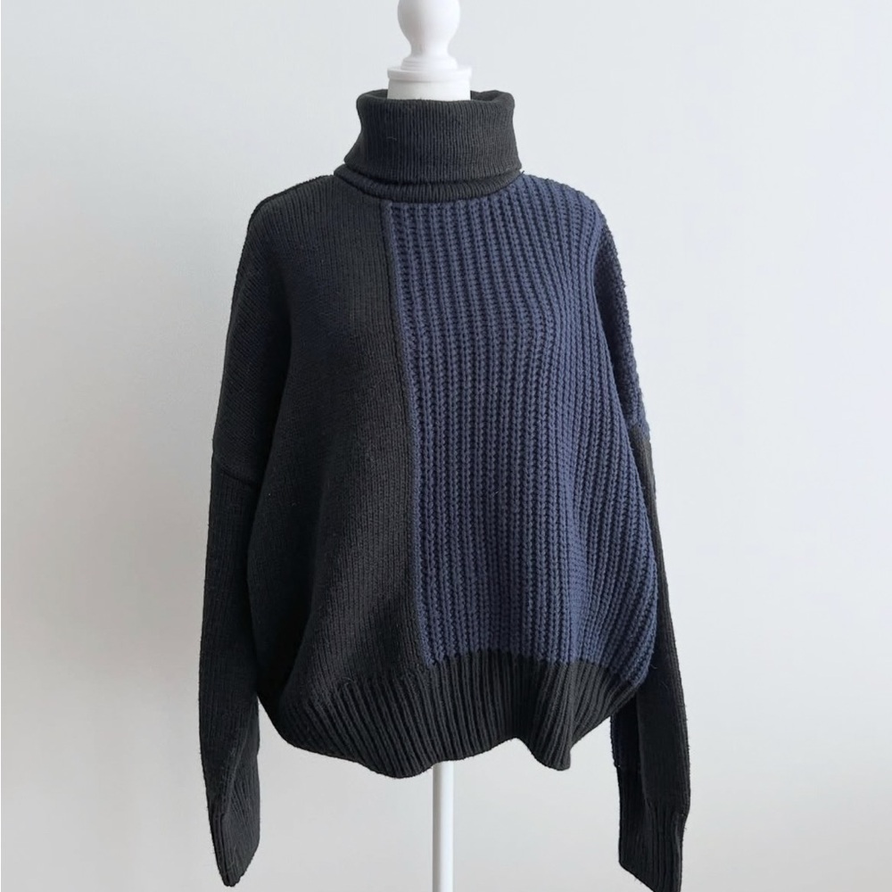 Topshop Colorblock Turtleneck Sweater - Picture 1 of 5